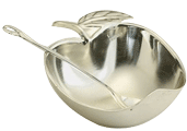 Silverplated Apple Honey Dish with Spoon