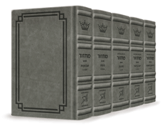  Signature Leather Collection Ashkenaz Hebrew/English Full-Size 5 Vol Machzor Set Glacier Grey 