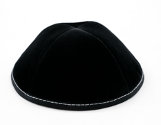 Sleeve of 12 Custom Shoppe Black Velvet Yarmulka Grey Stitching Size 5
